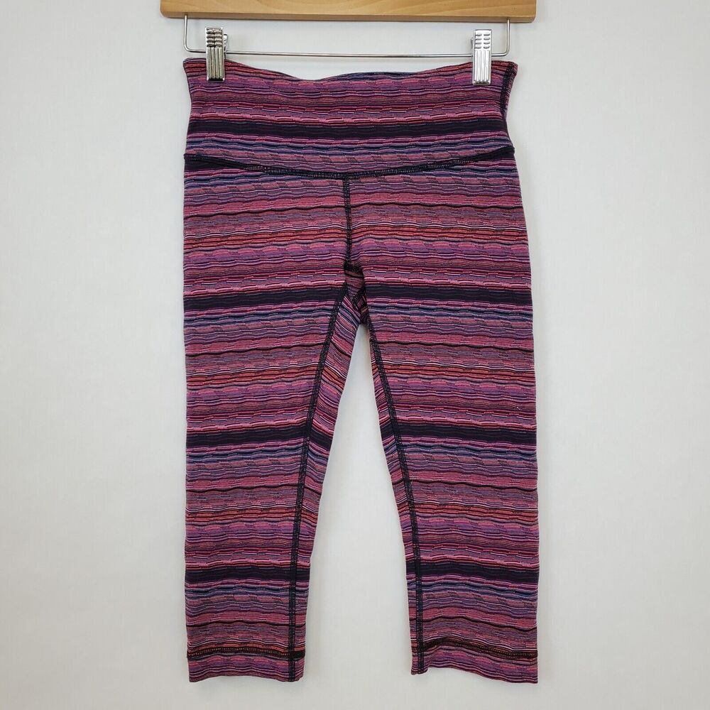 Lululemon Wunder Under Crop III Size 4 Space Dye Twist Naval Blue Very Light 21"
